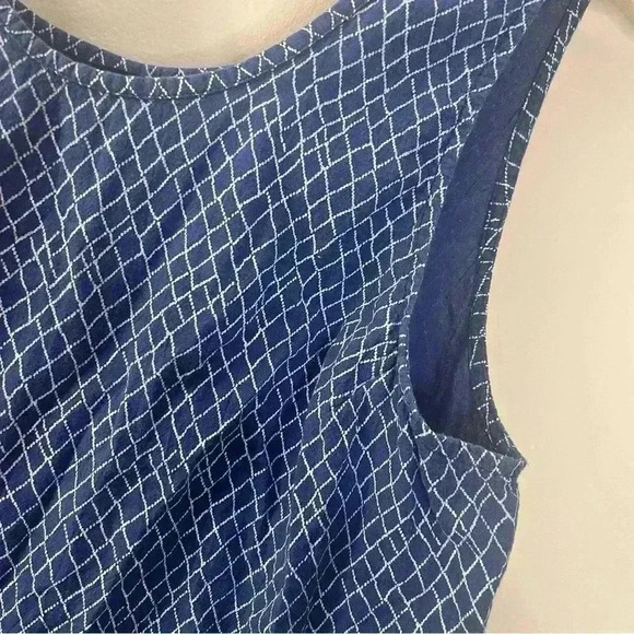 Ilana Kohn Samet Cotton Mini Dress Blue Print Sleeveless Drop Waist Large - Picture 8 of 8
